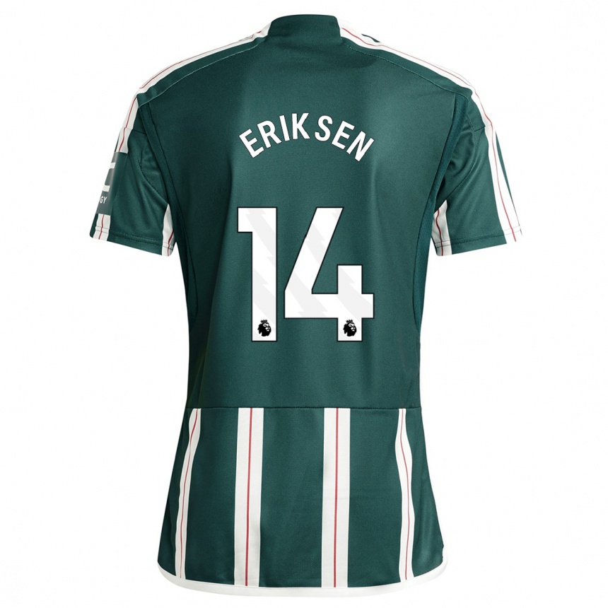 Niño Fútbol Camiseta Christian Eriksen #14 Verde Oscuro 2ª Equipación 2023/24 Perú