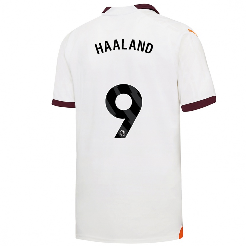 Niño Fútbol Camiseta Erling Haaland #9 Blanco 2ª Equipación 2023/24 Perú