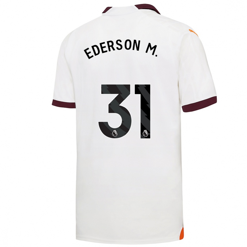 Niño Fútbol Camiseta Ederson Moraes #31 Blanco 2ª Equipación 2023/24 Perú