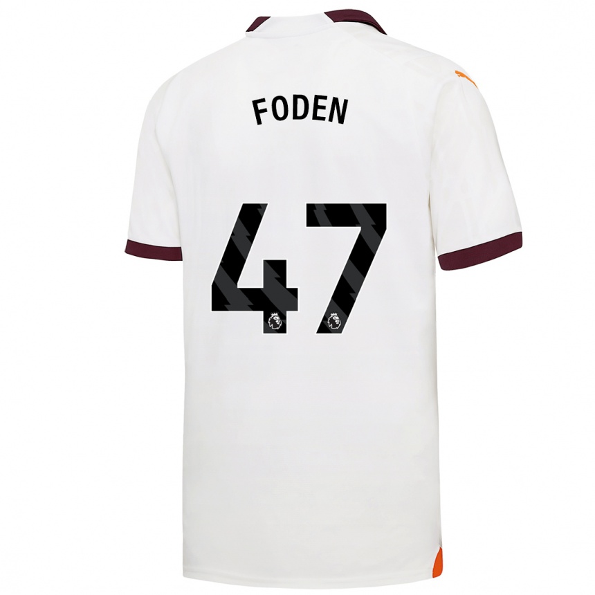 Niño Fútbol Camiseta Phil Foden #47 Blanco 2ª Equipación 2023/24 Perú