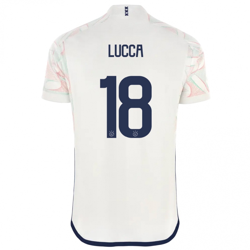 Niño Fútbol Camiseta Lorenzo Lucca #18 Blanco 2ª Equipación 2023/24 Perú