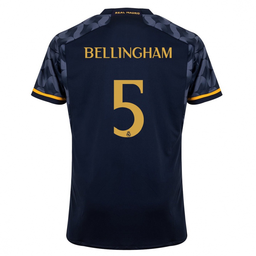 Niño Fútbol Camiseta Jude Bellingham #5 Azul Oscuro 2ª Equipación 2023/24 Perú