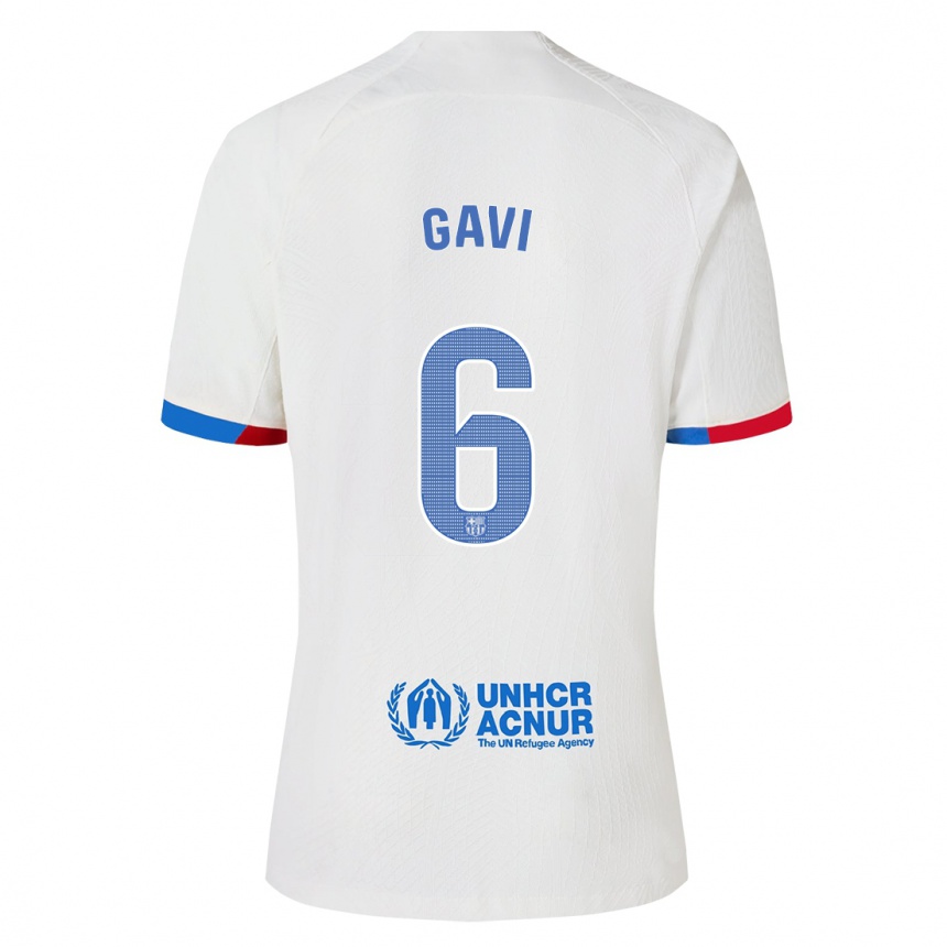 Niño Fútbol Camiseta Gavi #6 Blanco 2ª Equipación 2023/24 Perú