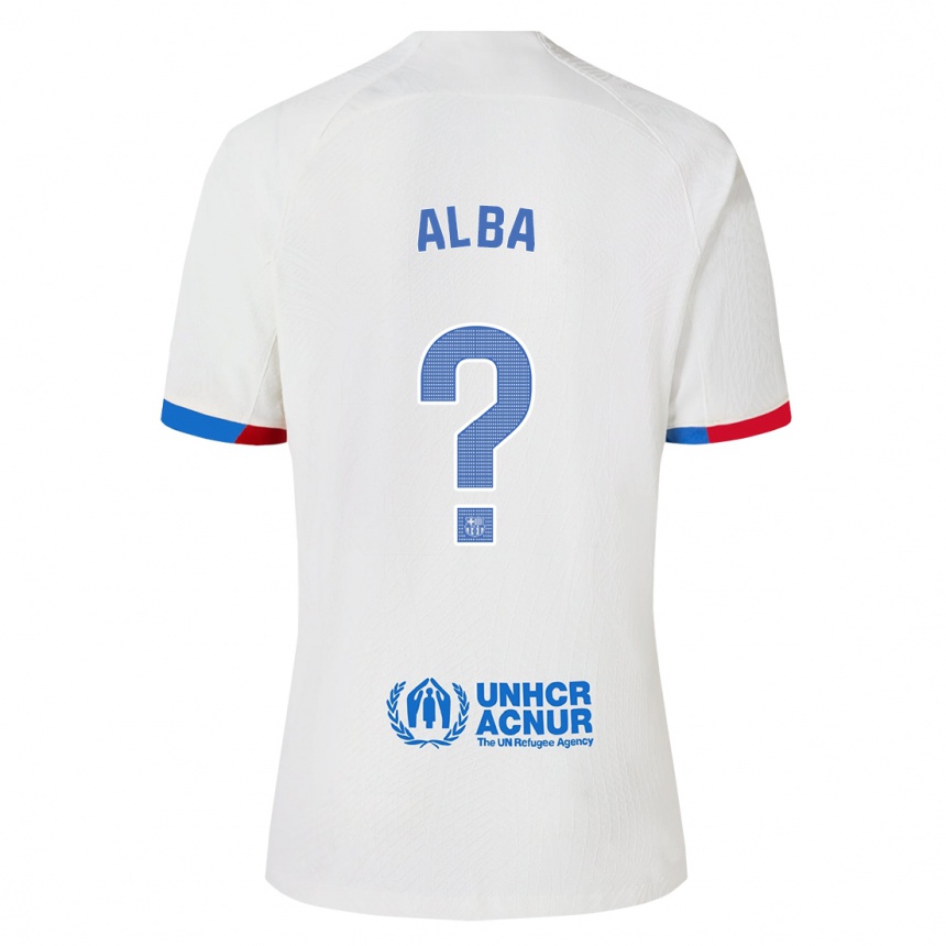 Niño Fútbol Camiseta Javi Alba #0 Blanco 2ª Equipación 2023/24 Perú