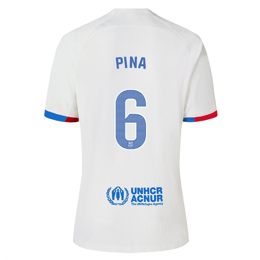 Niño Fútbol Camiseta Claudia Pina #6 Blanco 2ª Equipación 2023/24 Perú