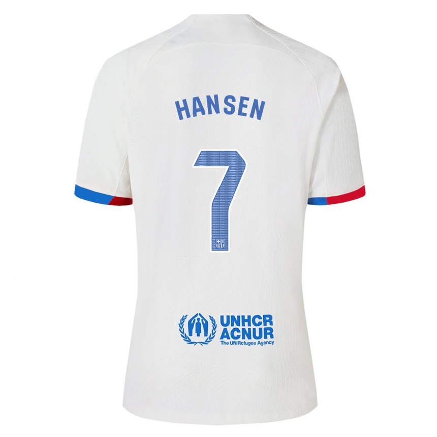 Niño Fútbol Camiseta Caroline Graham Hansen #7 Blanco 2ª Equipación 2023/24 Perú