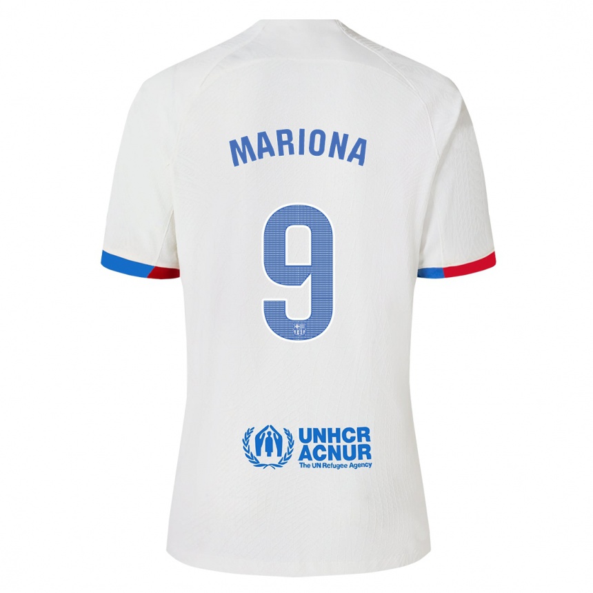 Niño Fútbol Camiseta Mariona Caldentey #9 Blanco 2ª Equipación 2023/24 Perú