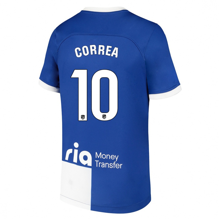 Niño Fútbol Camiseta Angel Correa #10 Azul Blanco 2ª Equipación 2023/24 Perú