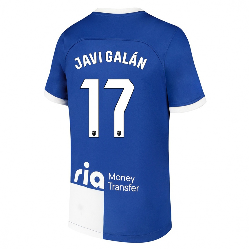 Niño Fútbol Camiseta Javi Galán #17 Azul Blanco 2ª Equipación 2023/24 Perú