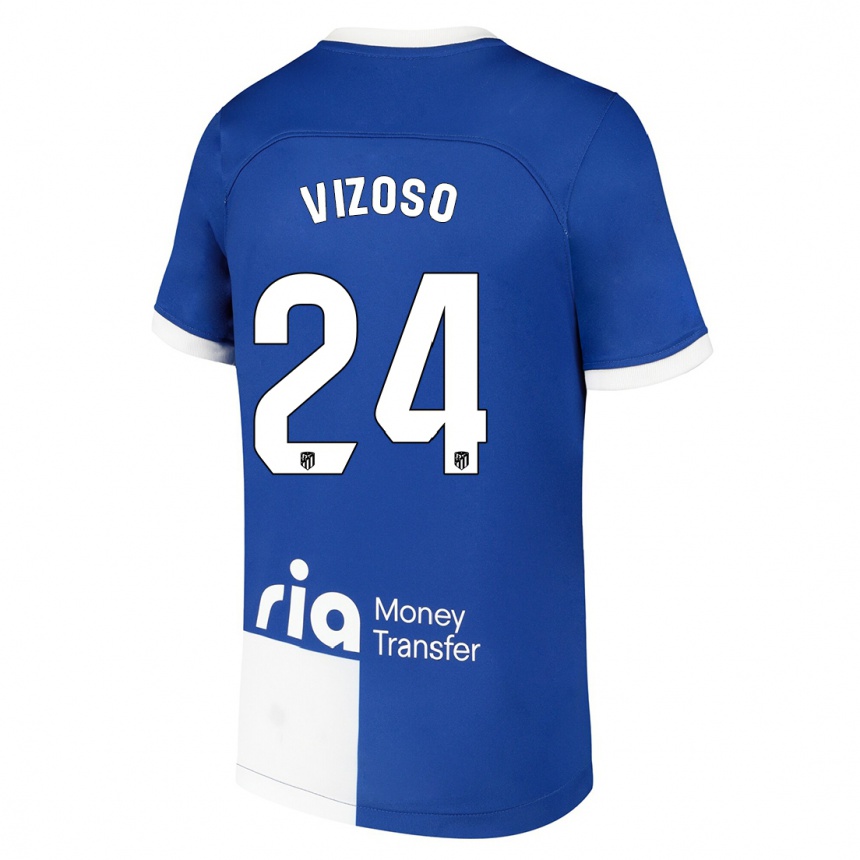 Niño Fútbol Camiseta Paula Vizoso #24 Azul Blanco 2ª Equipación 2023/24 Perú