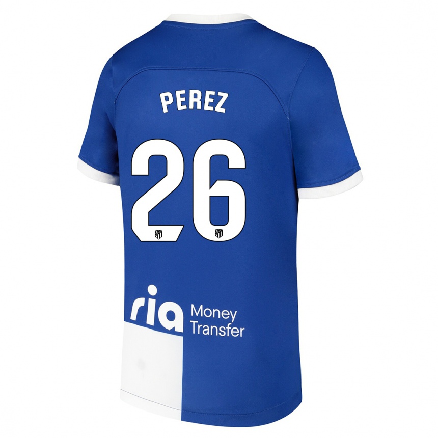 Niño Fútbol Camiseta Xenia Perez #26 Azul Blanco 2ª Equipación 2023/24 Perú