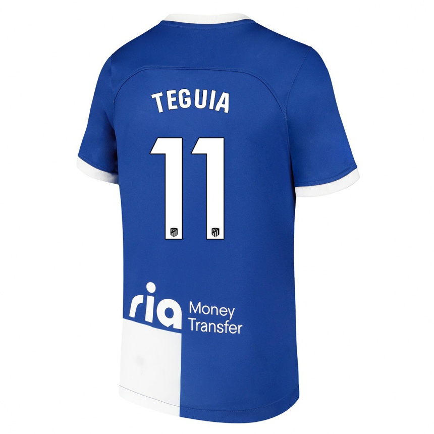 Niño Fútbol Camiseta Cedric Teguia #11 Azul Blanco 2ª Equipación 2023/24 Perú