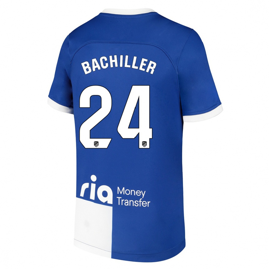 Niño Fútbol Camiseta Iker Bachiller #24 Azul Blanco 2ª Equipación 2023/24 Perú