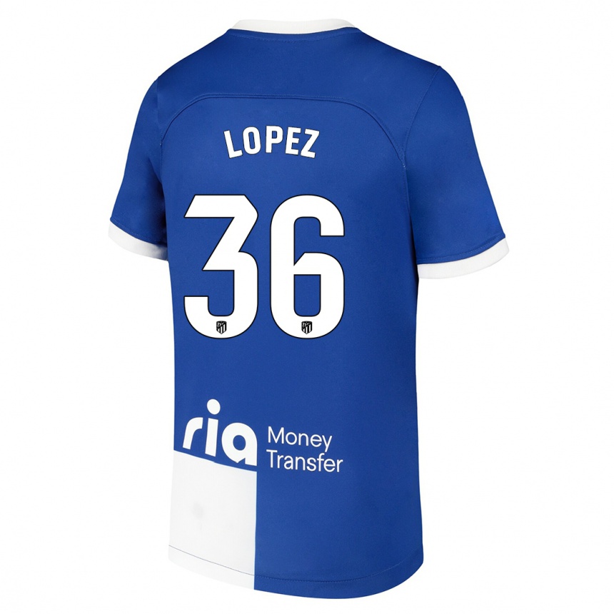 Niño Fútbol Camiseta David Lopez #36 Azul Blanco 2ª Equipación 2023/24 Perú