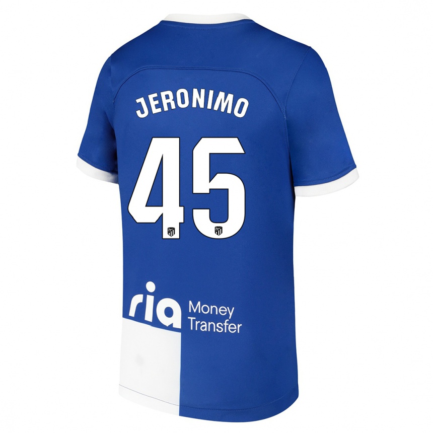 Niño Fútbol Camiseta Isaiah Jeronimo #45 Azul Blanco 2ª Equipación 2023/24 Perú