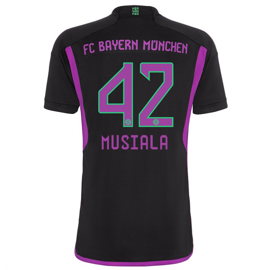 Niño Fútbol Camiseta Jamal Musiala #42 Negro 2ª Equipación 2023/24 Perú