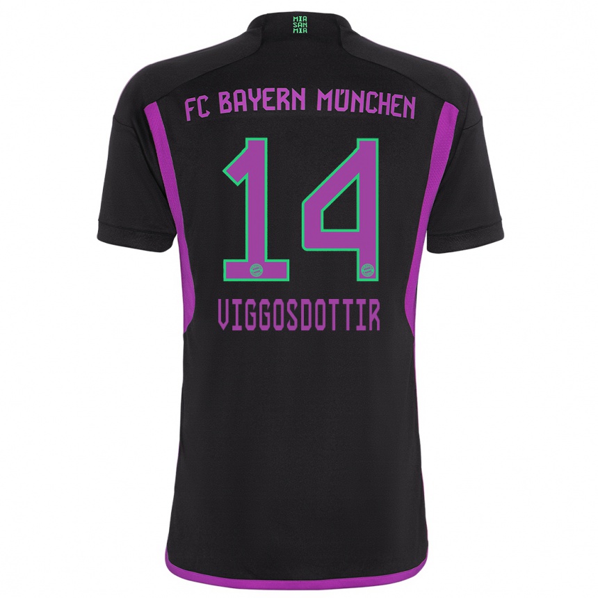 Niño Fútbol Camiseta Glodis Perla Viggosdottir #14 Negro 2ª Equipación 2023/24 Perú