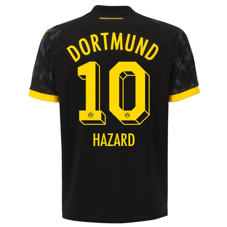 Niño Fútbol Camiseta Thorgan Hazard #10 Negro 2ª Equipación 2023/24 Perú