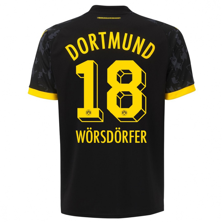 Niño Fútbol Camiseta Len Wörsdörfer #18 Negro 2ª Equipación 2023/24 Perú