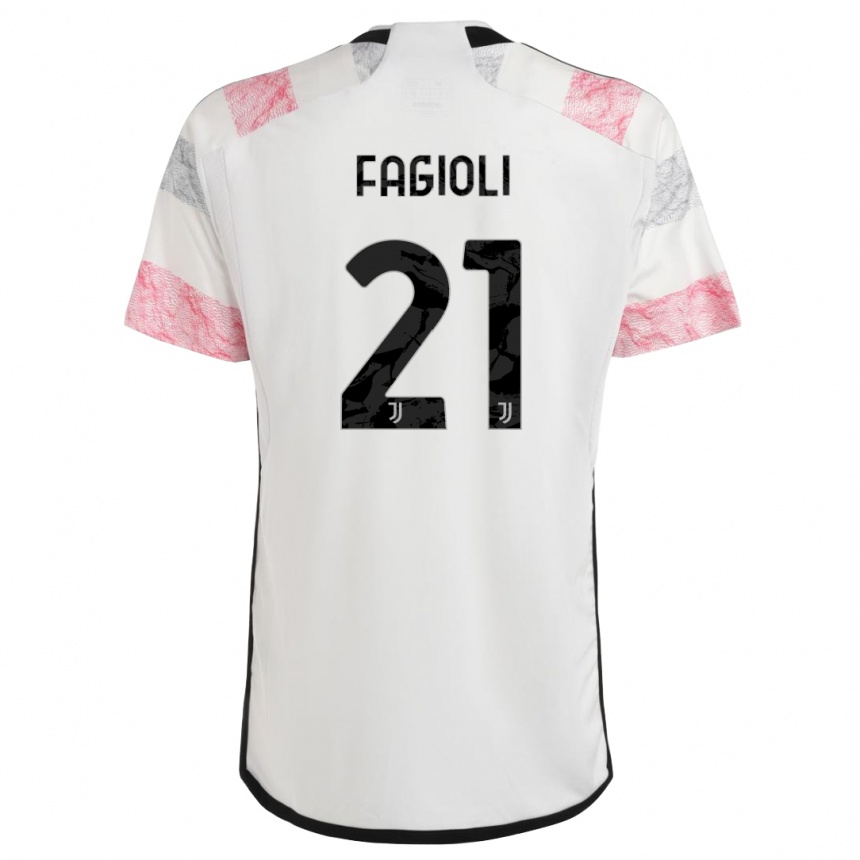 Niño Fútbol Camiseta Nicolo Fagioli #21 Blanco Rosa 2ª Equipación 2023/24 Perú