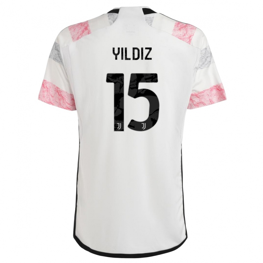 Niño Fútbol Camiseta Kenan Yildiz #0 Blanco Rosa 2ª Equipación 2023/24 Perú