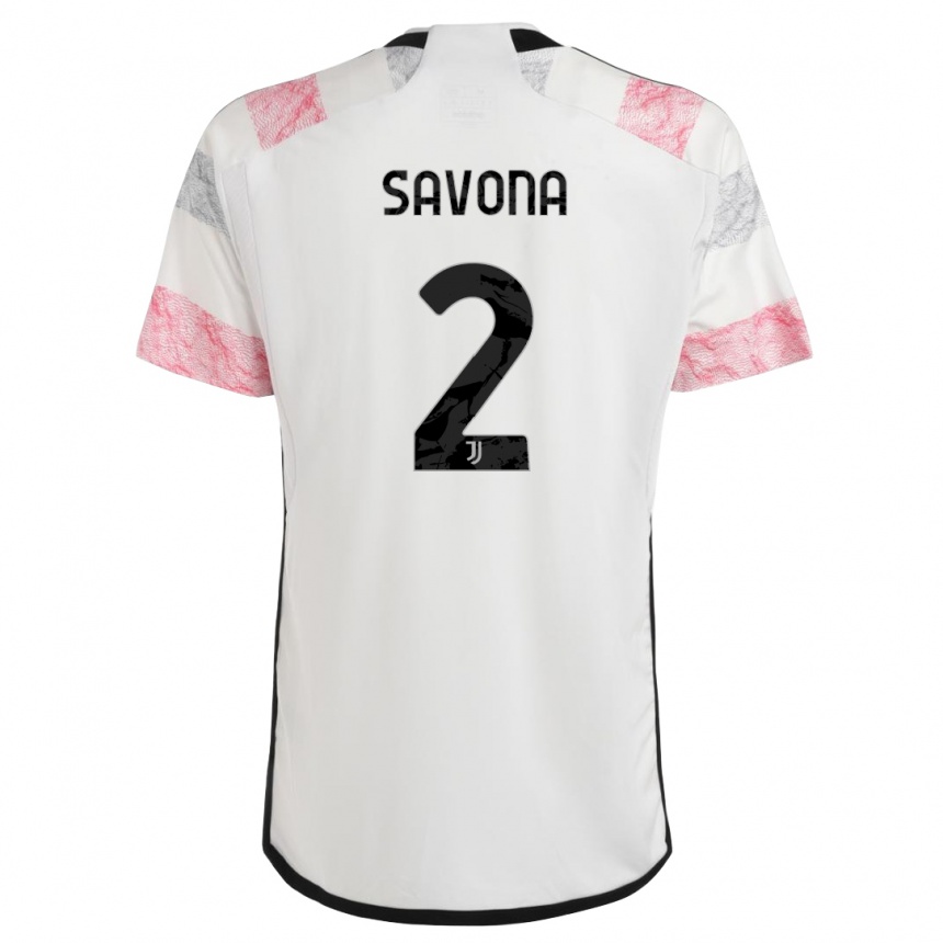 Niño Fútbol Camiseta Nicolo Savona #2 Blanco Rosa 2ª Equipación 2023/24 Perú