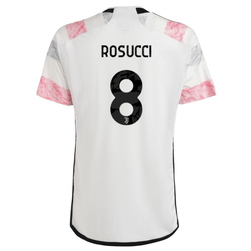 Niño Fútbol Camiseta Martina Rosucci #8 Blanco Rosa 2ª Equipación 2023/24 Perú