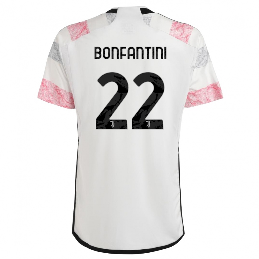 Niño Fútbol Camiseta Agnese Bonfantini #22 Blanco Rosa 2ª Equipación 2023/24 Perú