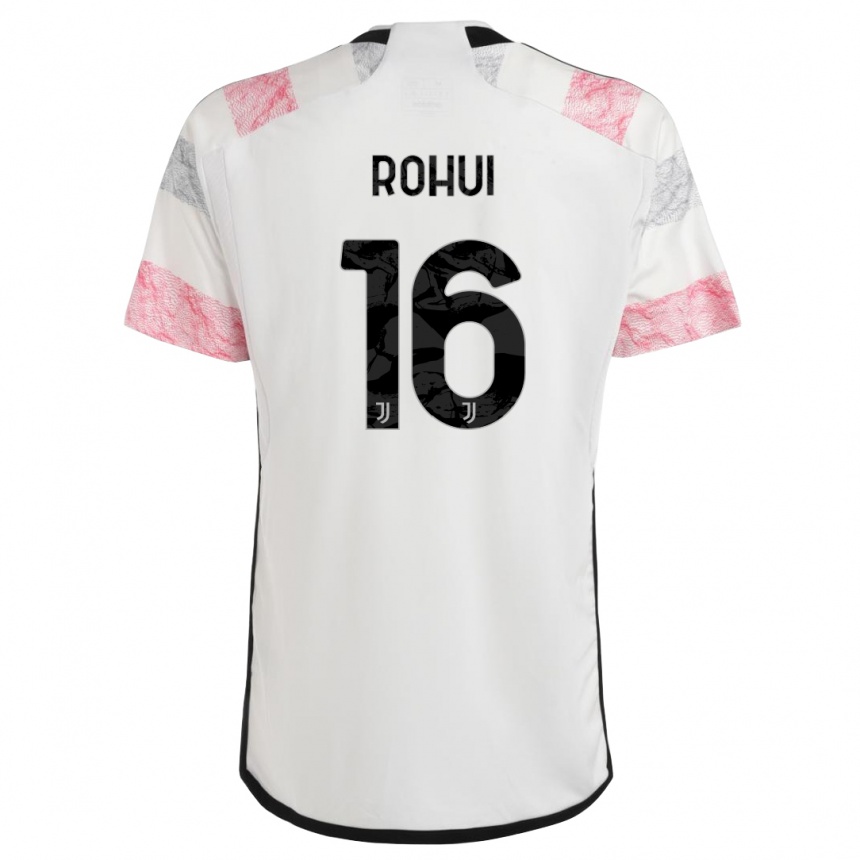 Niño Fútbol Camiseta Jonas Rohui #16 Blanco Rosa 2ª Equipación 2023/24 Perú