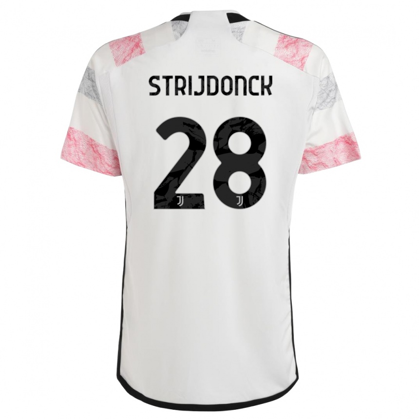 Niño Fútbol Camiseta Bayron Strijdonck #28 Blanco Rosa 2ª Equipación 2023/24 Perú