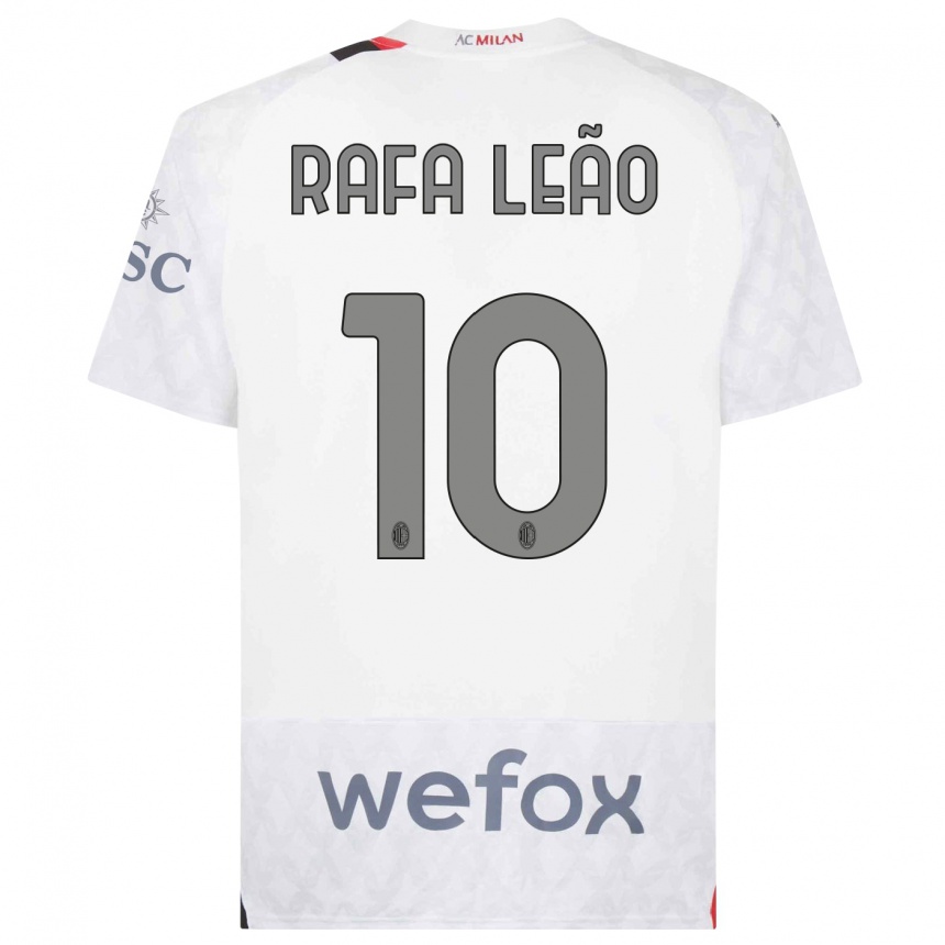 Niño Fútbol Camiseta Rafael Leao #10 Blanco 2ª Equipación 2023/24 Perú