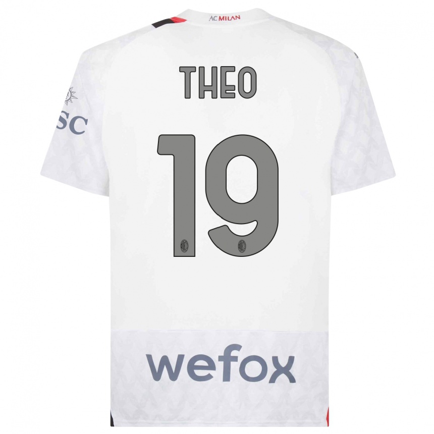 Niño Fútbol Camiseta Theo Hernandez #19 Blanco 2ª Equipación 2023/24 Perú