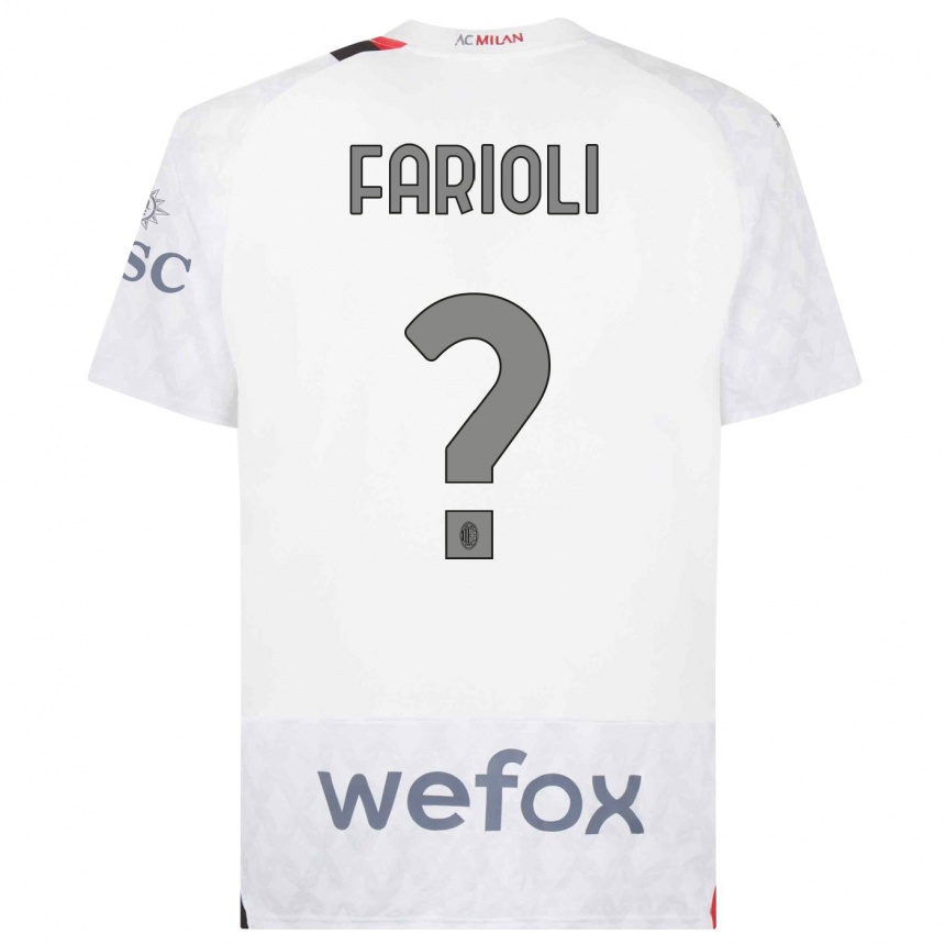 Niño Fútbol Camiseta Simone Farioli #0 Blanco 2ª Equipación 2023/24 Perú