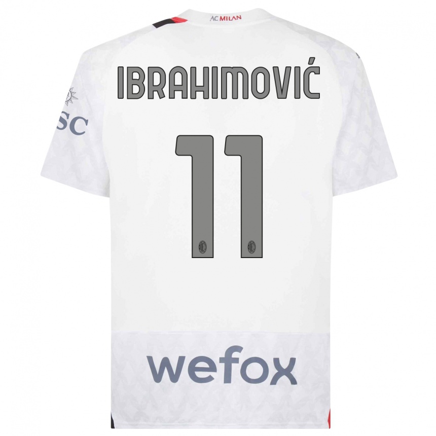 Niño Fútbol Camiseta Zlatan Ibrahimovic #11 Blanco 2ª Equipación 2023/24 Perú