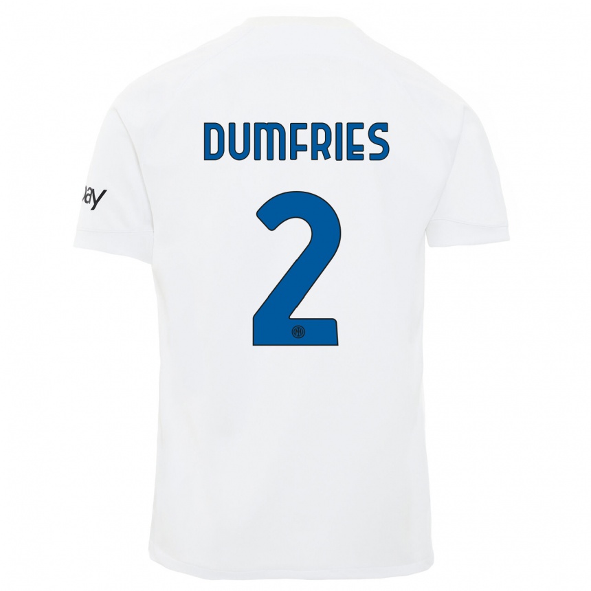 Niño Fútbol Camiseta Denzel Dumfries #2 Blanco 2ª Equipación 2023/24 Perú