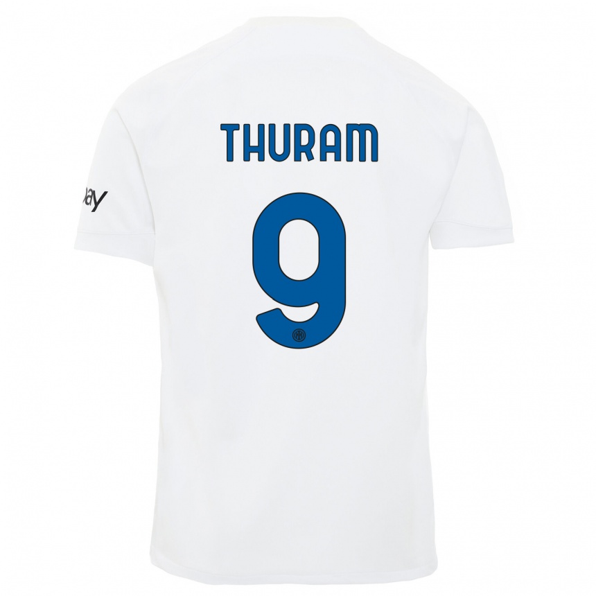 Niño Fútbol Camiseta Marcus Thuram #9 Blanco 2ª Equipación 2023/24 Perú