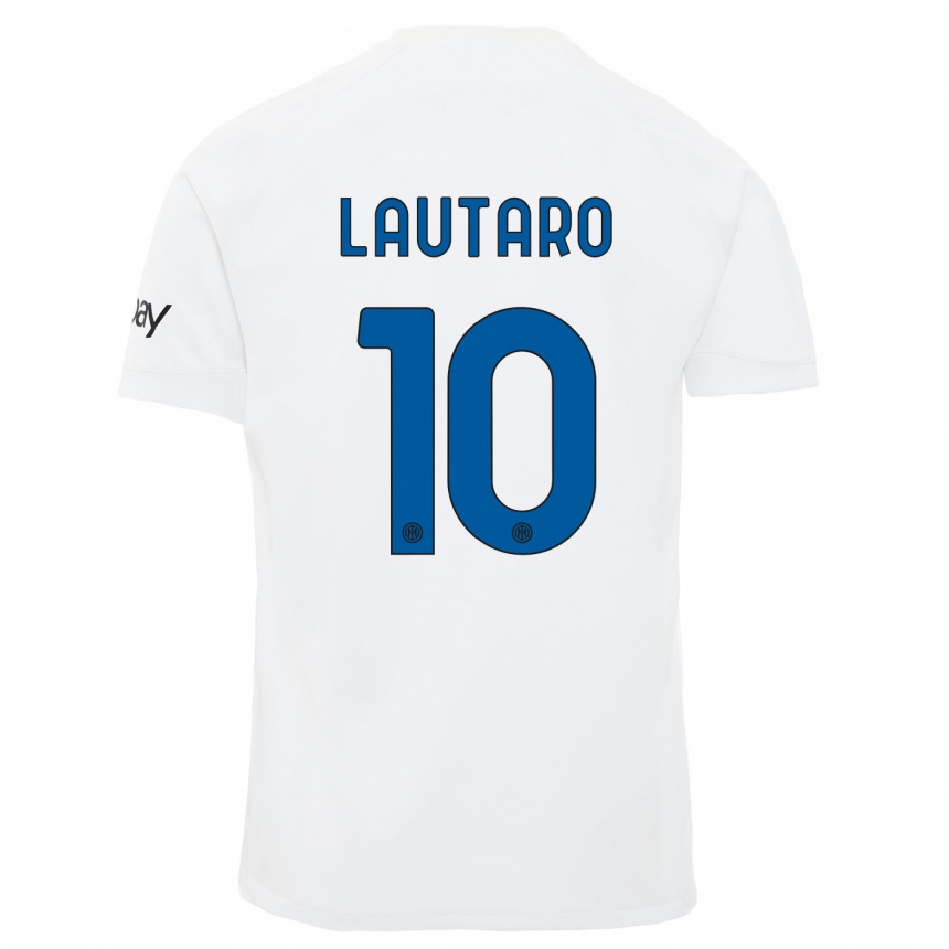 Niño Fútbol Camiseta Lautaro Martinez #10 Blanco 2ª Equipación 2023/24 Perú