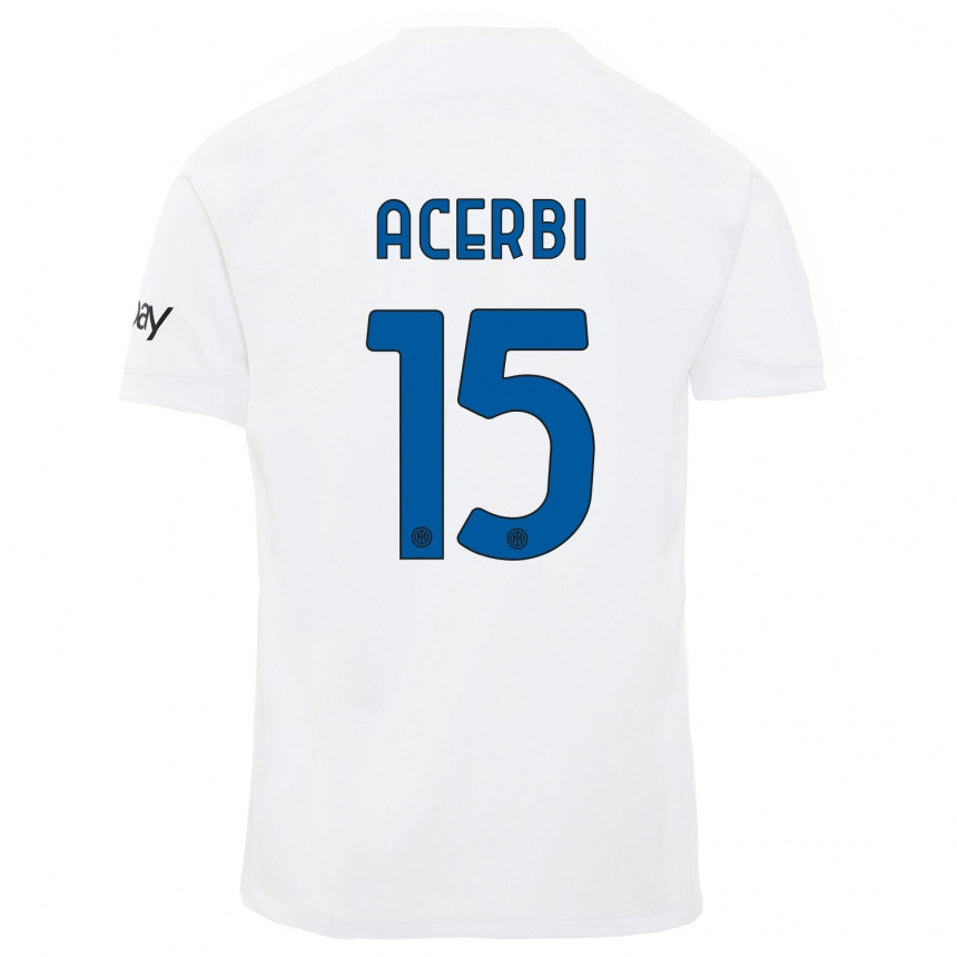 Niño Fútbol Camiseta Francesco Acerbi #15 Blanco 2ª Equipación 2023/24 Perú