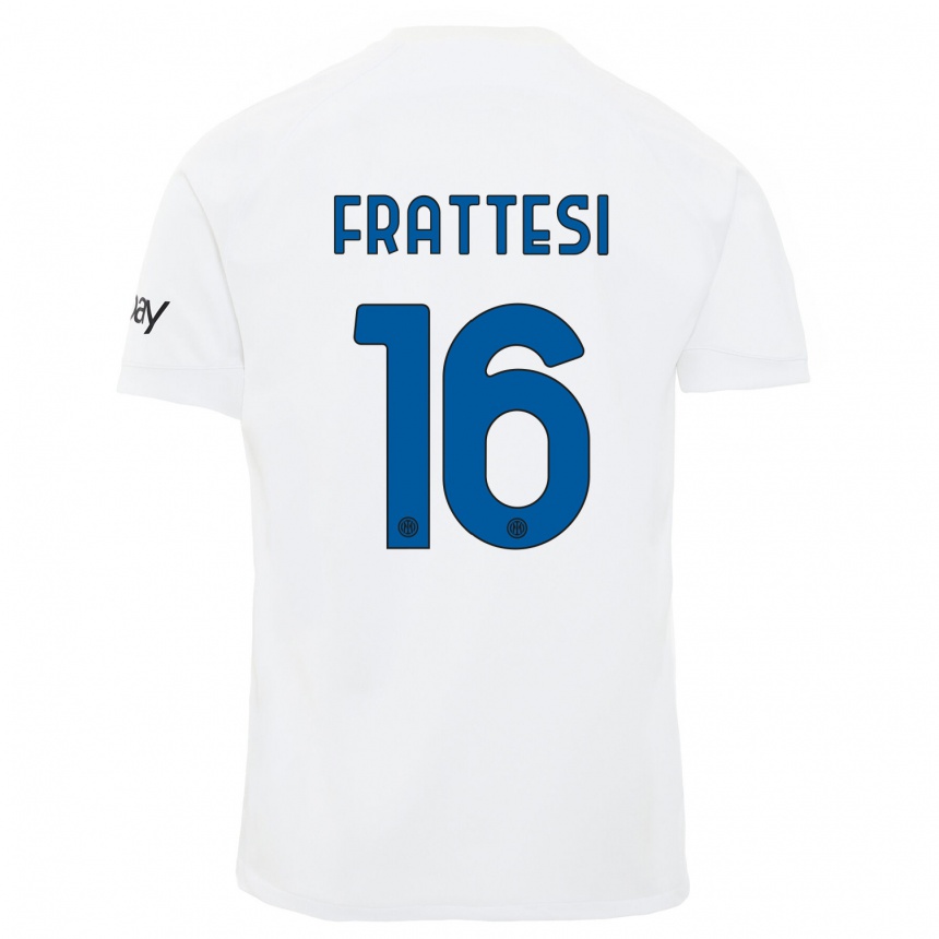 Niño Fútbol Camiseta Davide Frattesi #16 Blanco 2ª Equipación 2023/24 Perú