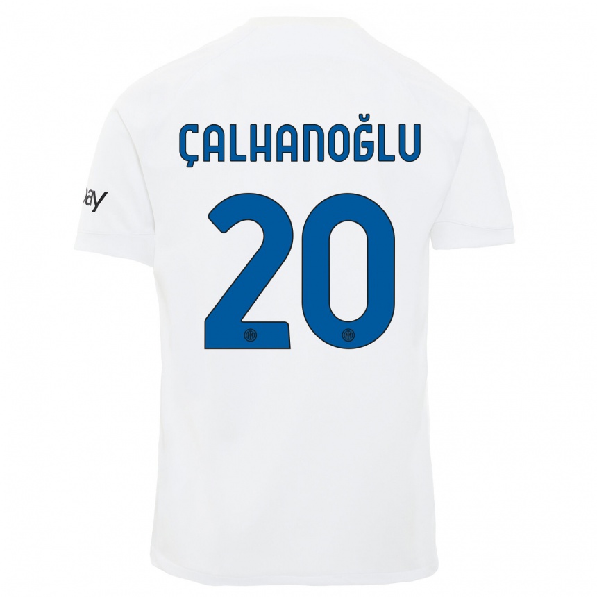 Niño Fútbol Camiseta Hakan Calhanoglu #20 Blanco 2ª Equipación 2023/24 Perú