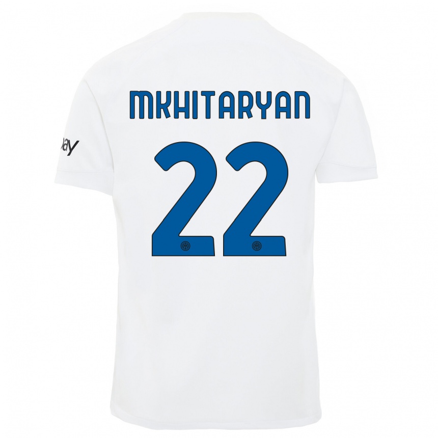 Niño Fútbol Camiseta Henrikh Mkhitaryan #22 Blanco 2ª Equipación 2023/24 Perú