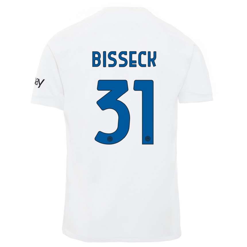 Niño Fútbol Camiseta Yann Bisseck #31 Blanco 2ª Equipación 2023/24 Perú