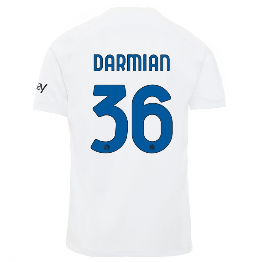 Niño Fútbol Camiseta Matteo Darmian #36 Blanco 2ª Equipación 2023/24 Perú