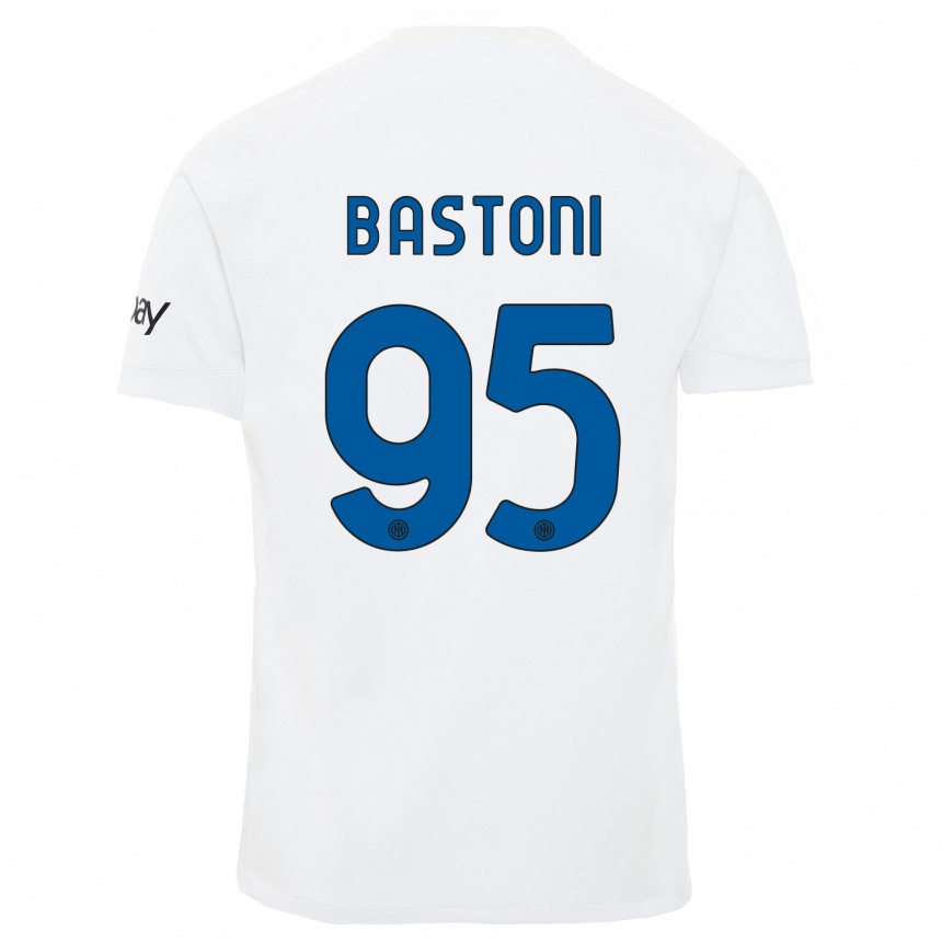 Niño Fútbol Camiseta Alessandro Bastoni #95 Blanco 2ª Equipación 2023/24 Perú