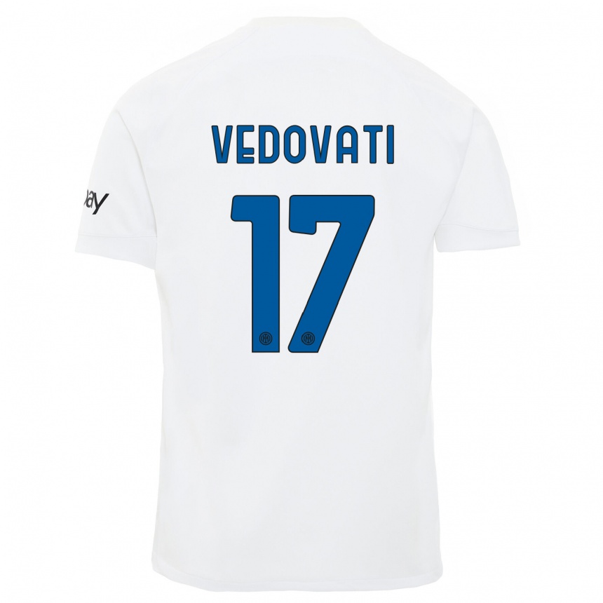 Niño Fútbol Camiseta Gabriele Vedovati #17 Blanco 2ª Equipación 2023/24 Perú