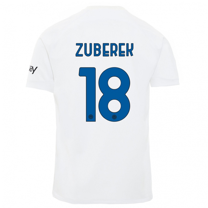 Niño Fútbol Camiseta Jan Zuberek #18 Blanco 2ª Equipación 2023/24 Perú