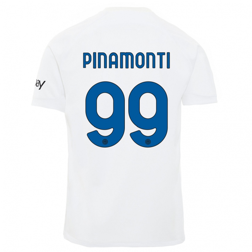 Niño Fútbol Camiseta Andrea Pinamonti #99 Blanco 2ª Equipación 2023/24 Perú