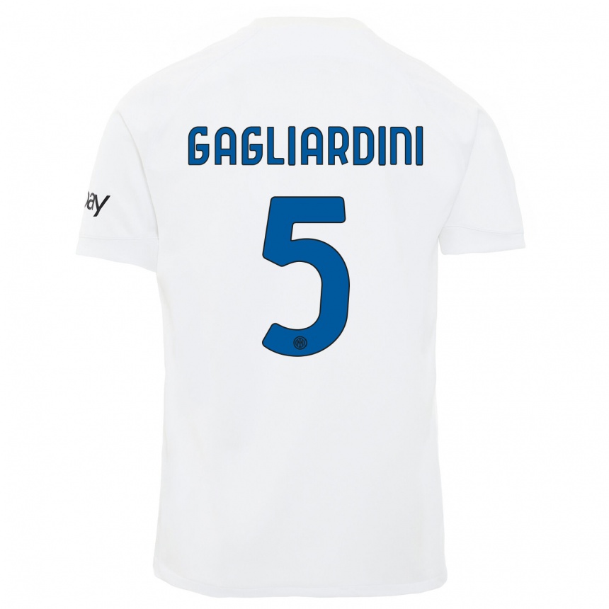 Niño Fútbol Camiseta Roberto Gagliardini #5 Blanco 2ª Equipación 2023/24 Perú