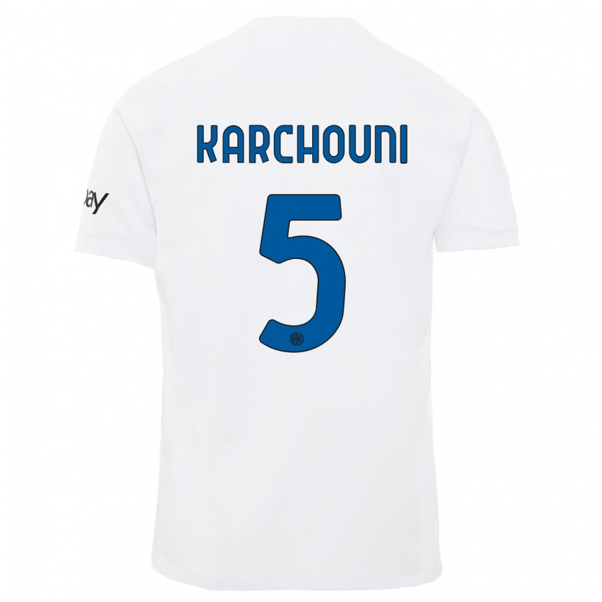 Niño Fútbol Camiseta Ghoutia Karchouni #5 Blanco 2ª Equipación 2023/24 Perú