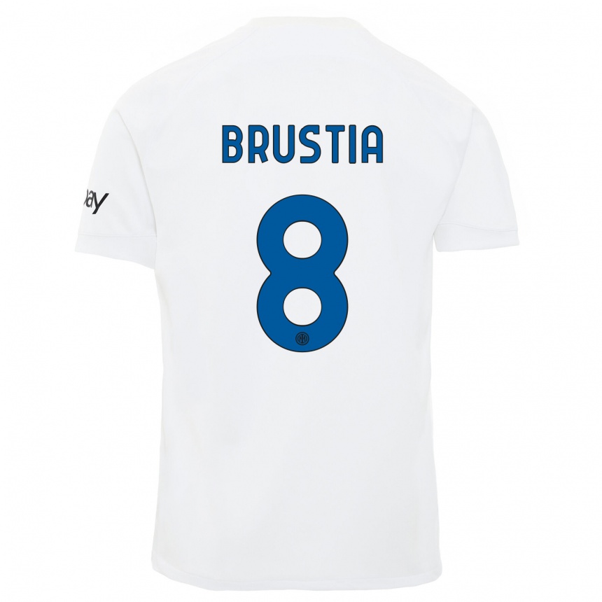 Niño Fútbol Camiseta Martina Brustia #8 Blanco 2ª Equipación 2023/24 Perú